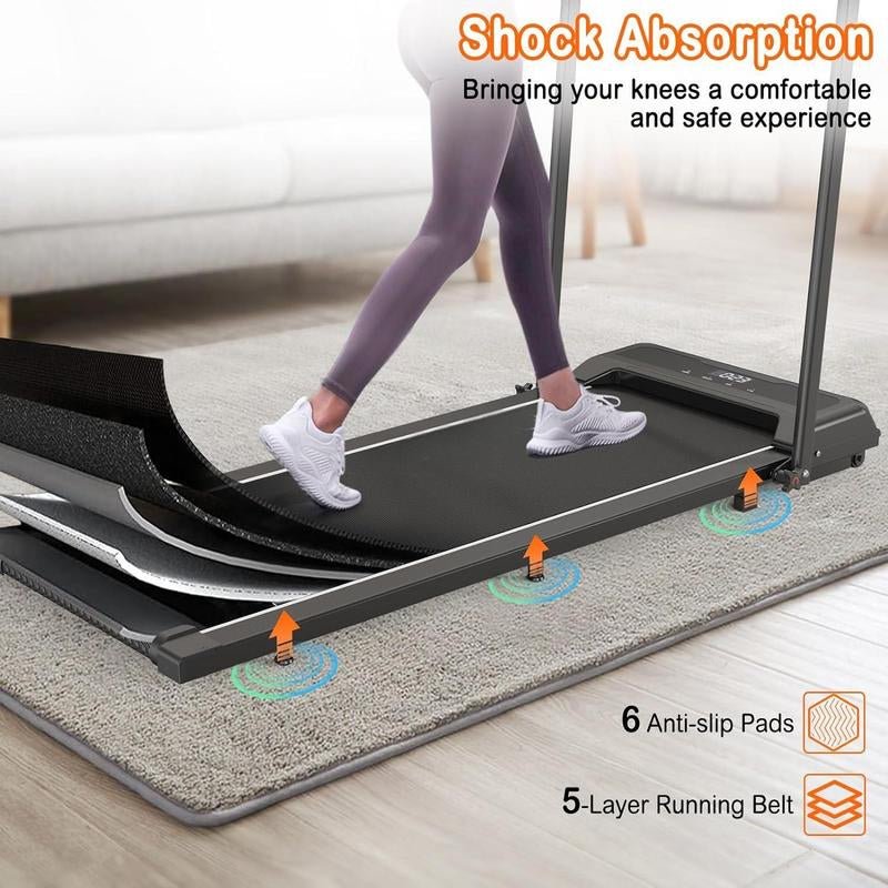 2 - In - 1 Portable Treadmill with Handle for Home & Office Use - Fitness Freak