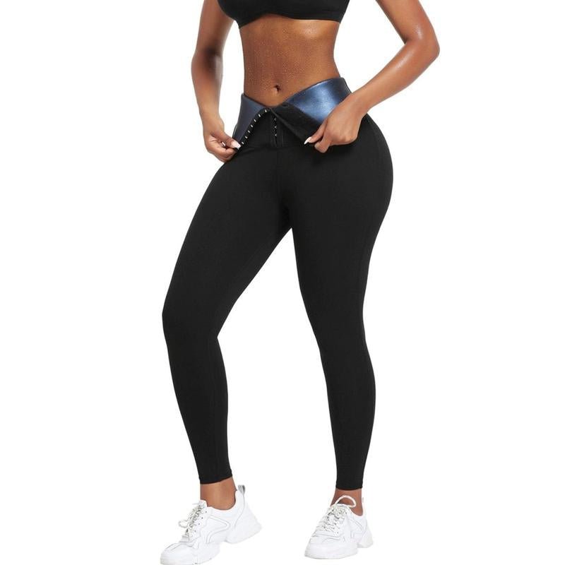 Blue Neoprene Sauna Tummy Control Leggings - Fitness Freak