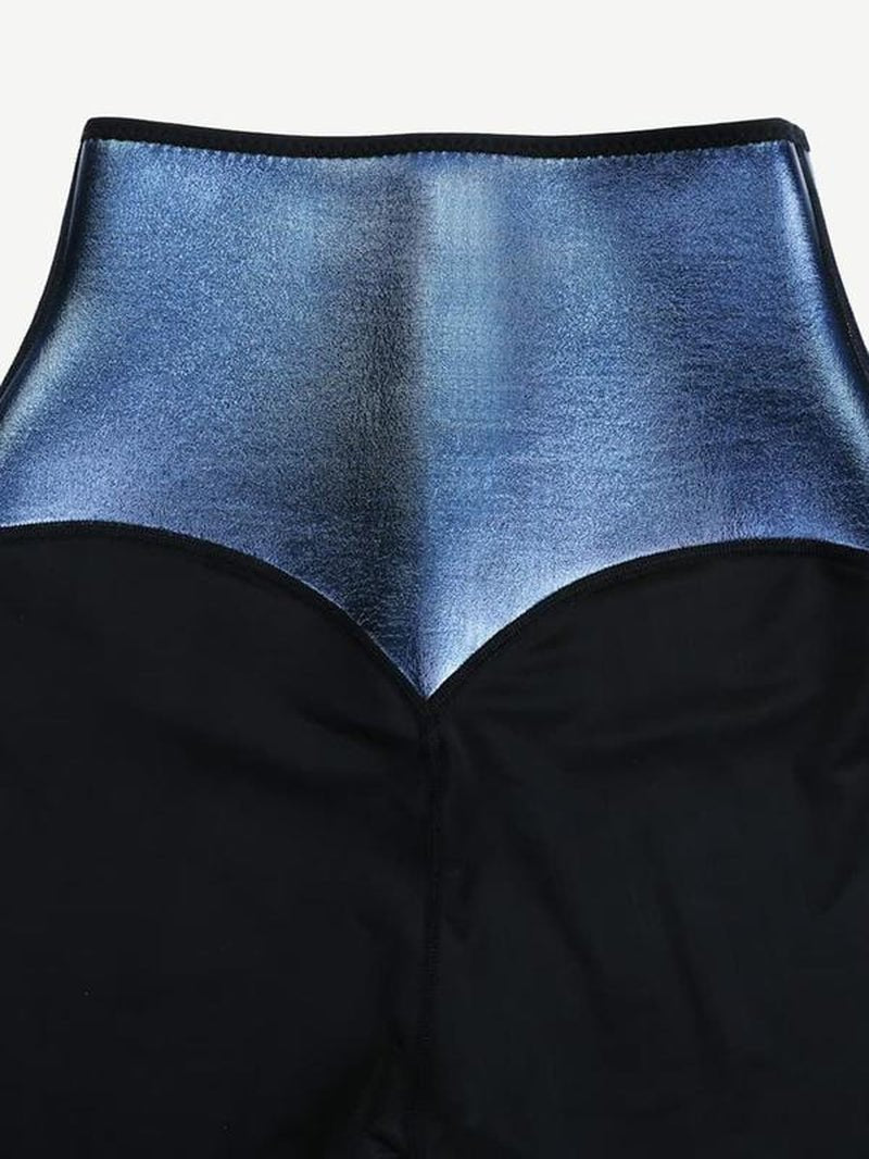 Blue Neoprene Sauna Tummy Control Leggings - Fitness Freak