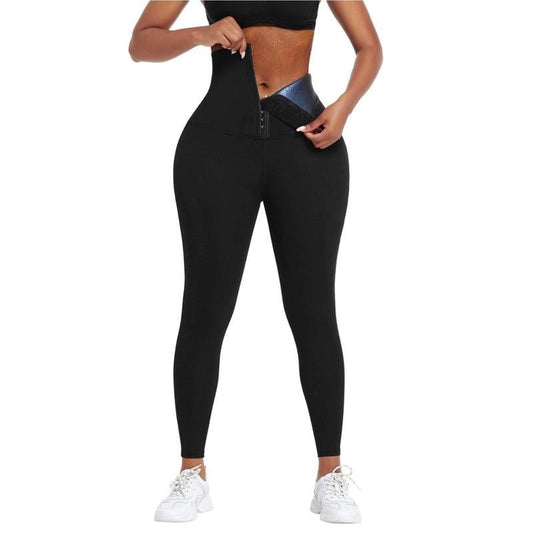 Blue Neoprene Sauna Tummy Control Leggings - Fitness Freak