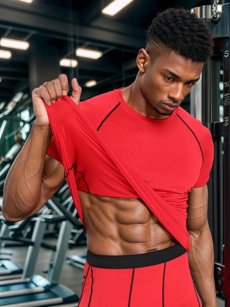 Compression Contrast Binding T-shirt - Fitness Freak