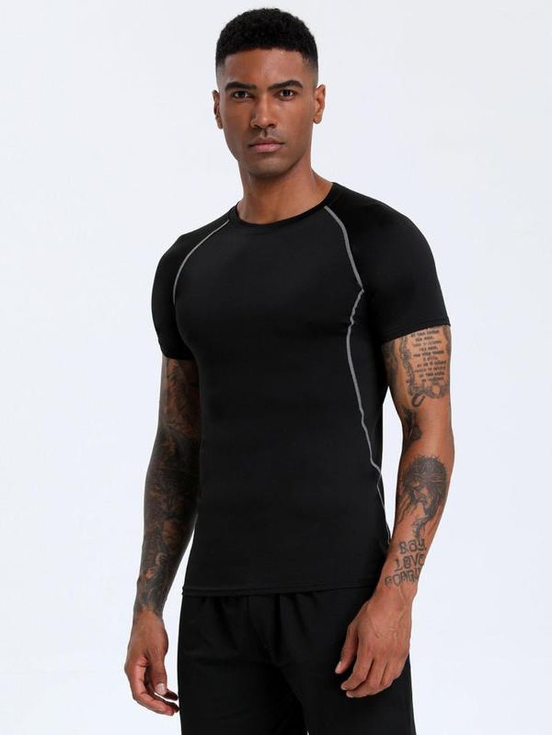 Compression Contrast Binding T-shirt - Fitness Freak