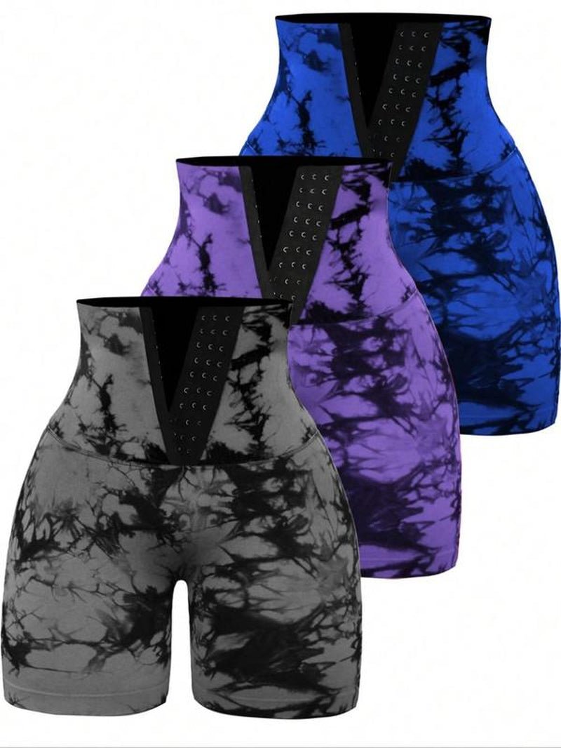 Tie - Dyed Wide - Waist Slim Fit Fitness Shorts - Fitness Freak