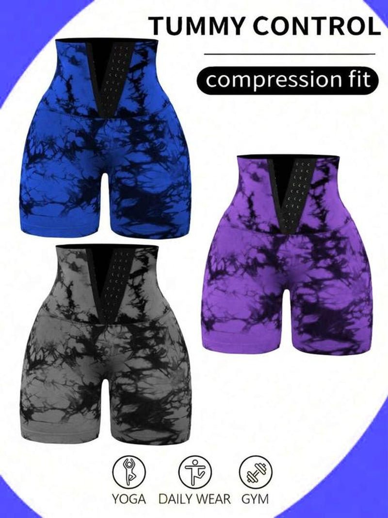 Tie - Dyed Wide - Waist Slim Fit Fitness Shorts - Fitness Freak