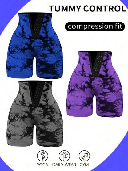 Tie - Dyed Wide - Waist Slim Fit Fitness Shorts - Fitness Freak